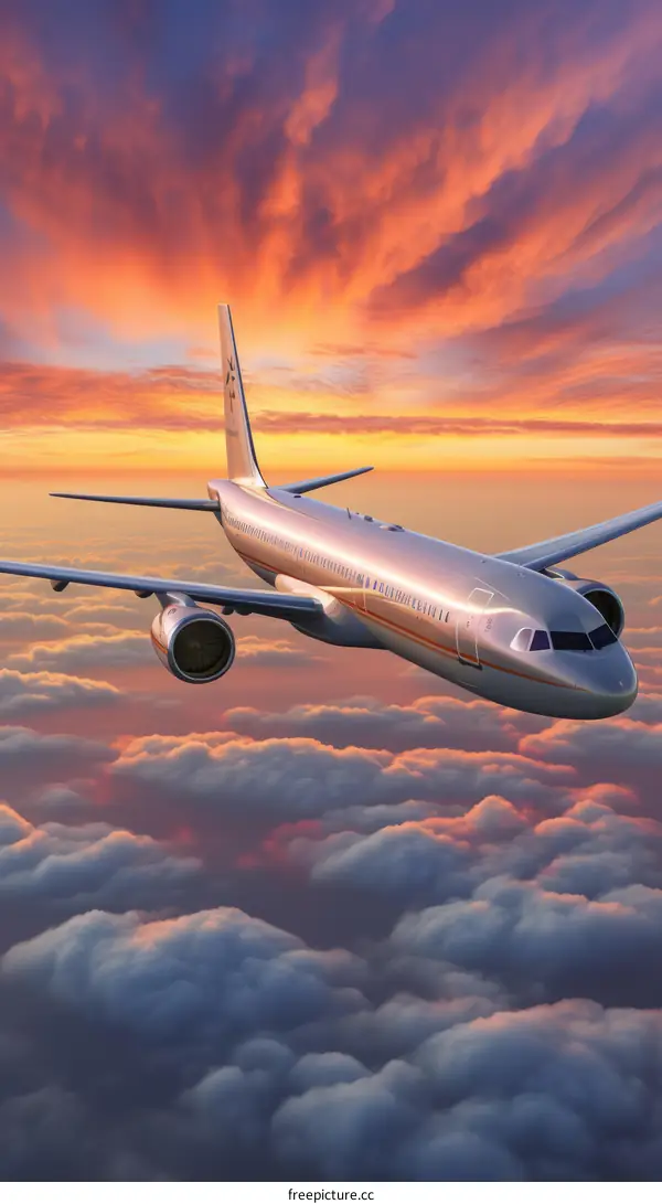 Airplane Over Sunset Skies