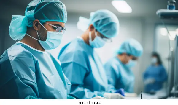 Surgeons performing surgery in the operating room