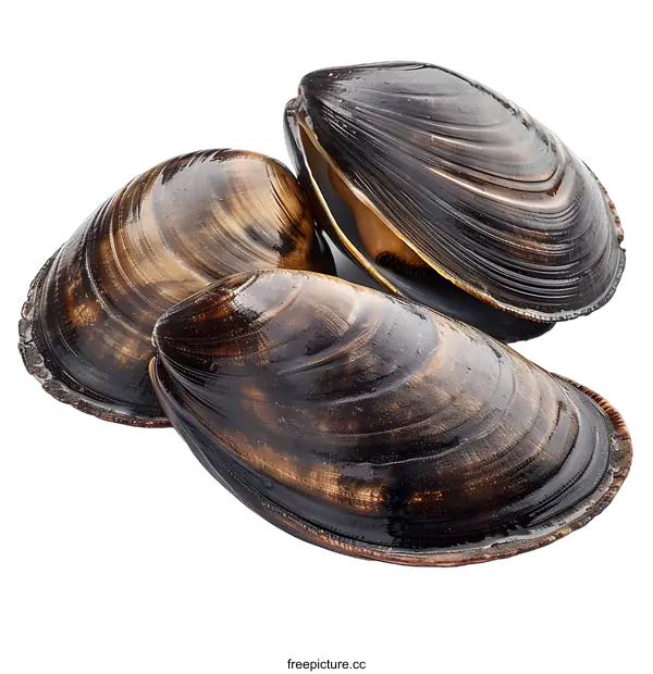 [Transparent Background PNG]Fresh mussels on white background