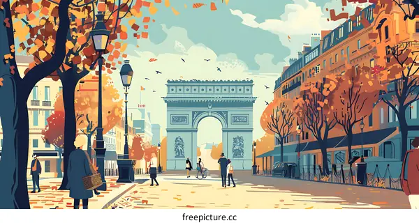 Autumn in Paris with the Arc de Triomphe