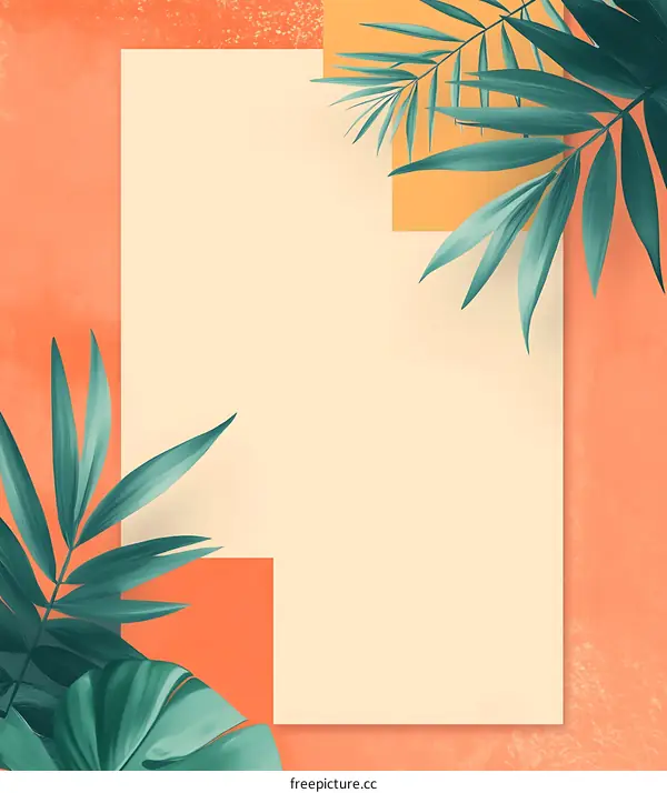 Tropical Leaves on Pastel Background for Summer Mockup