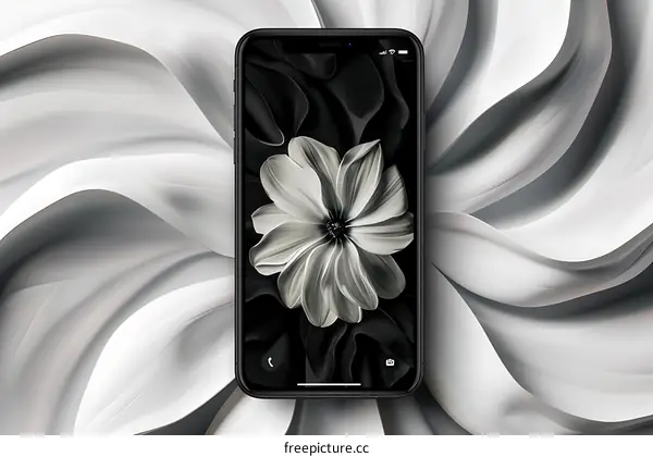 Black and White Flower Phone Wallpaper