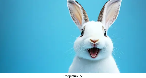 Cute White Rabbit with Open Mouth