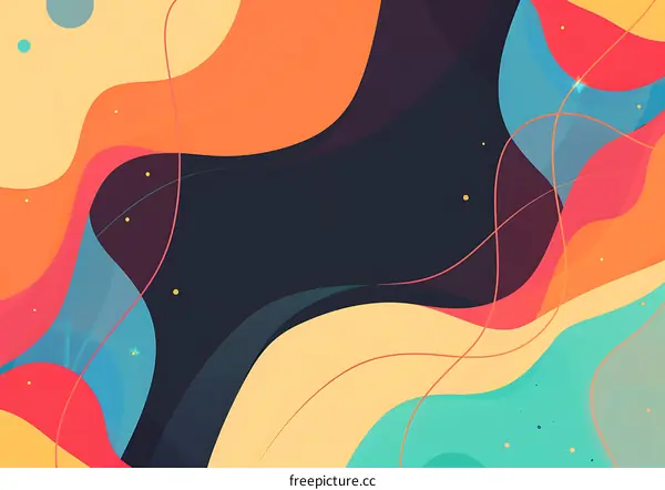 Abstract Colorful Background Design with Wavy Shapes