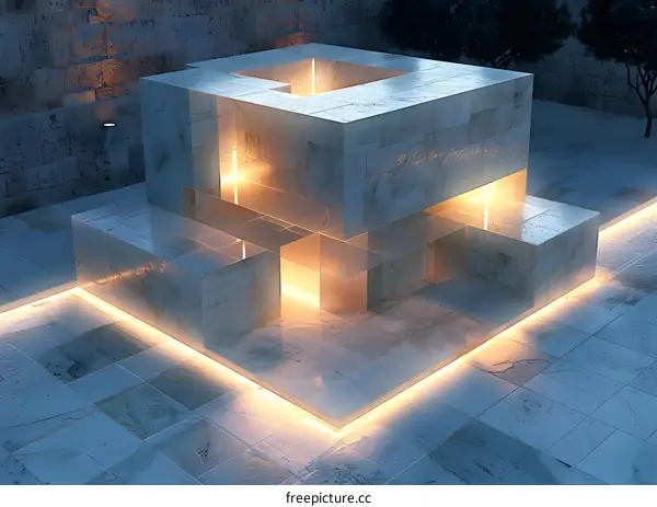 Modern Geometric Architecture at Night