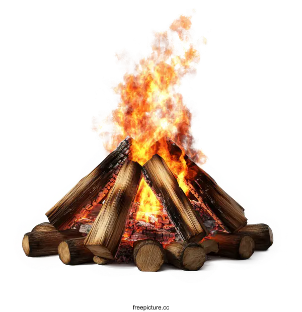 [Transparent Background PNG]Campfire with Burning Logs Illustration