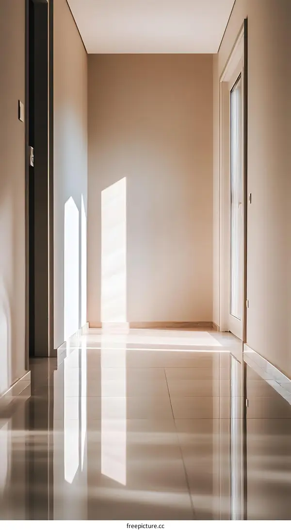 Minimalist Interior Design Corridor With Light Streaks