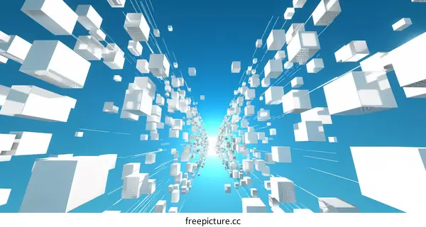 Abstract Futuristic Blue and White Boxes