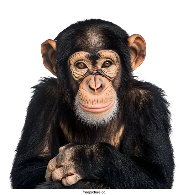 [Transparent Background PNG]Close Up Portrait of a Chimpanzee with Arms Crossed