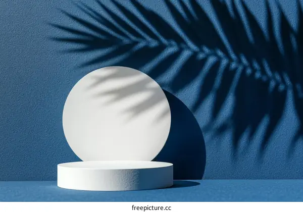 Abstract Minimalist Geometric Display Podium with Palm Leaf Shadow