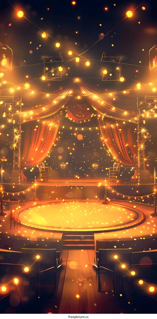 Vintage Circus Stage with String Lights