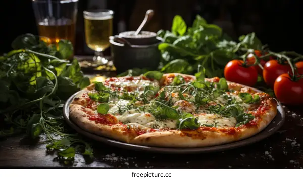 Aromatic Italian Pizza on a Wooden Table