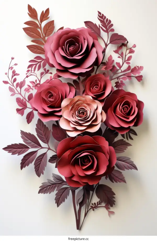 Exquisite bouquet of dark pink roses