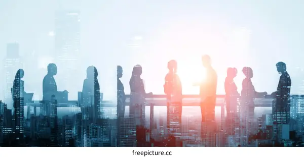 Business People Meeting on a Rooftop in a City