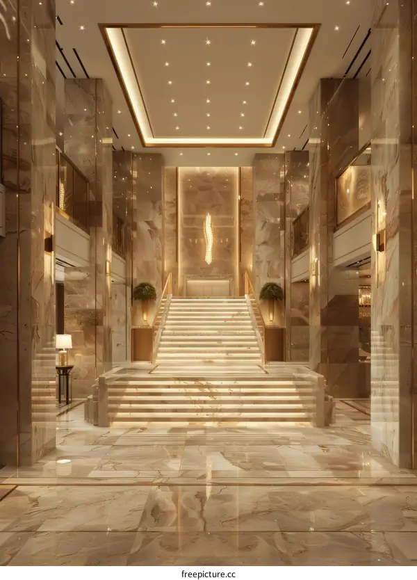 Staircase in a hotel lobby