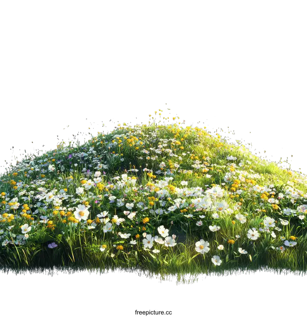 [Transparent Background PNG]A Colorful Meadow of Flowers and Grass