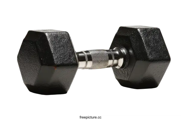 [Transparent Background PNG]Black Hex Dumbbell on White Background