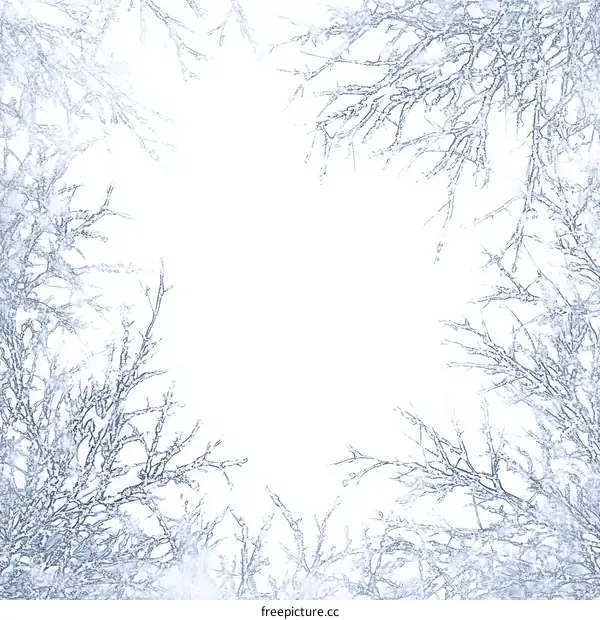 Winter Branches Frozen in Ice Border