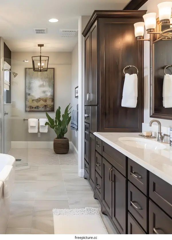 Modern Bathroom Interior with Bathtub