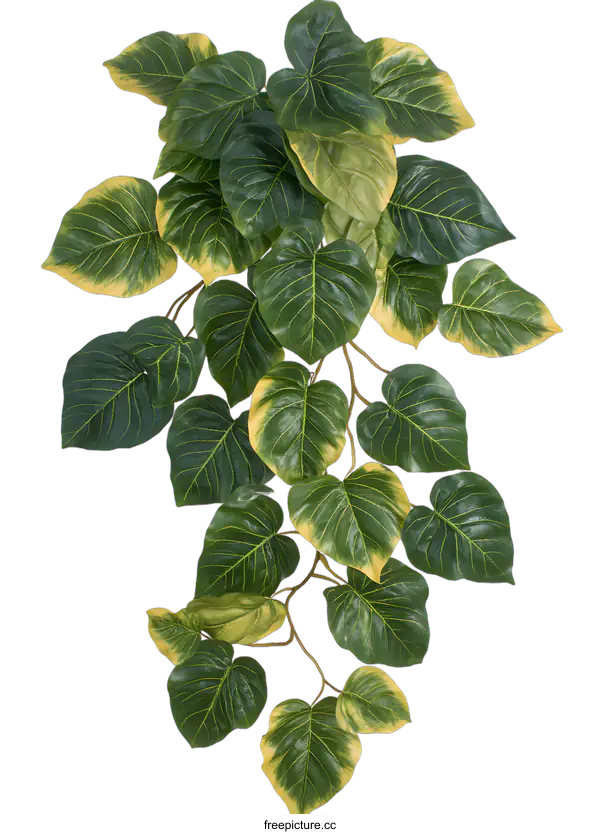 [Transparent Background PNG]Green and Yellow Leaves Vine Isolated on White Background