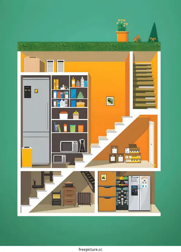 Cross Section View Of A House Interior
