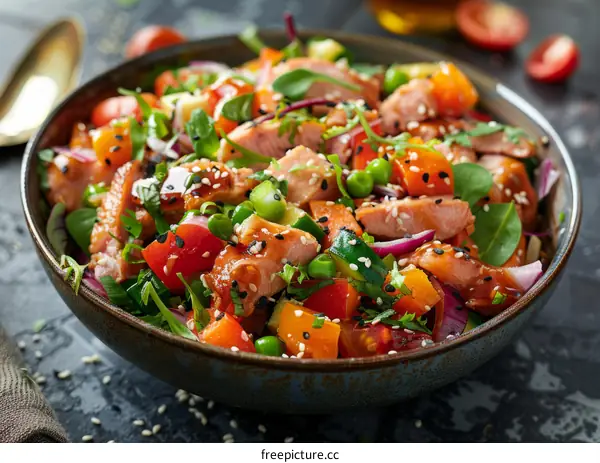 Sesame Salmon and Vegetable Salad