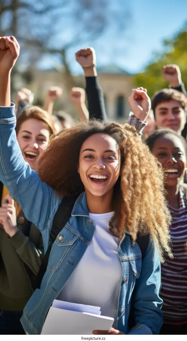 Group of cheerful students celebrating their graduation