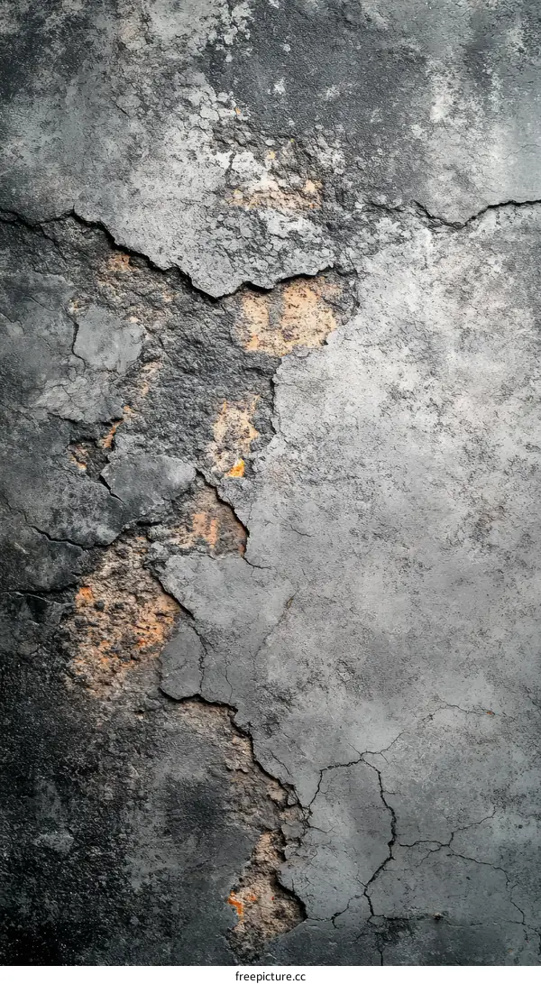 Textured Gray Cracked Concrete Wall Background