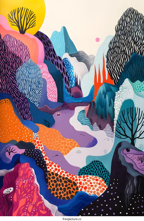 Abstract Colorful Landscape Illustration