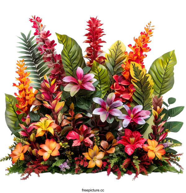 [Transparent Background PNG]Tropical Flowers and Plants Arrangement