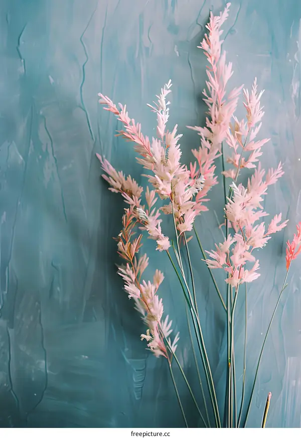 Pink Flowers on a Teal Background