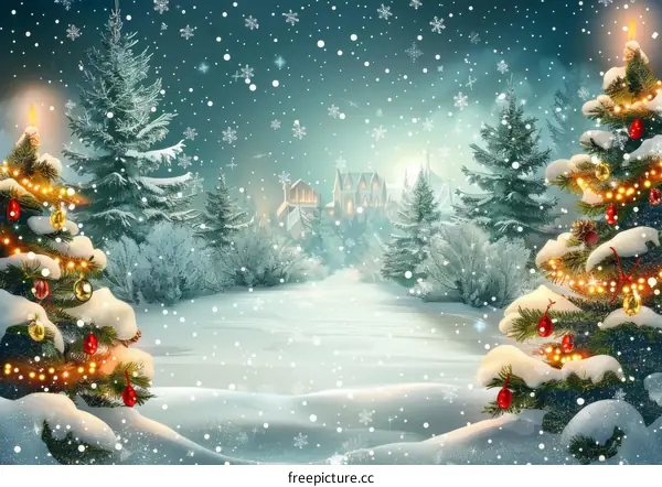 Christmas Snow Scene Illustration