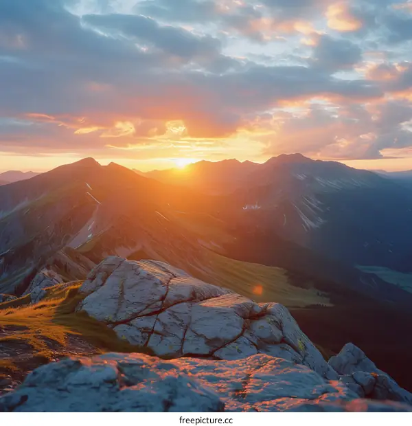 Rocky Mountains landscape with sunset