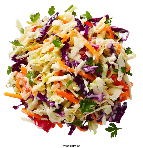 [Transparent Background PNG]Fresh Coleslaw Salad on White Background