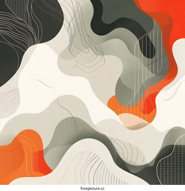 Abstract Background with Wavy Lines and Colorful Shapes
