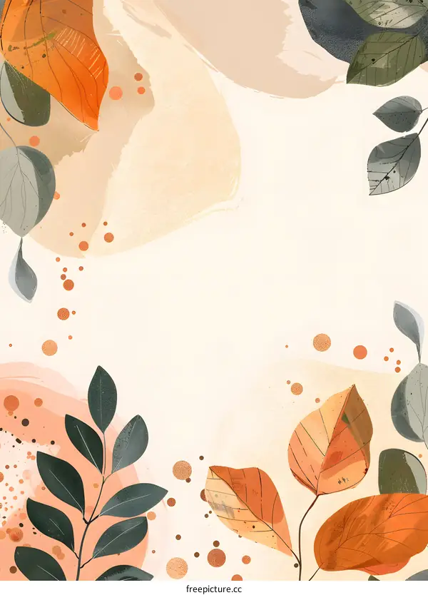 Autumn Leaves Watercolor Abstract Background