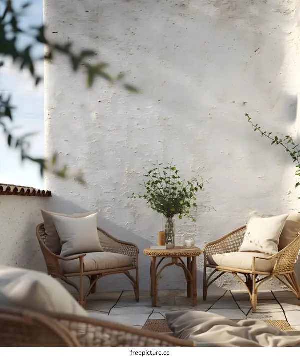 White Wall Patio Furniture Minimalist Design