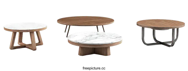 [Transparent Background PNG]Modern Wooden and Marble Coffee Tables