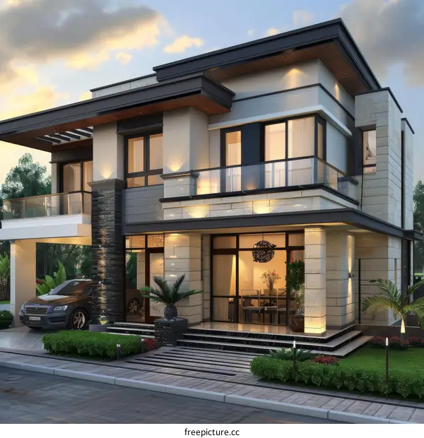 Modern Elegant House Exterior Design Illustration