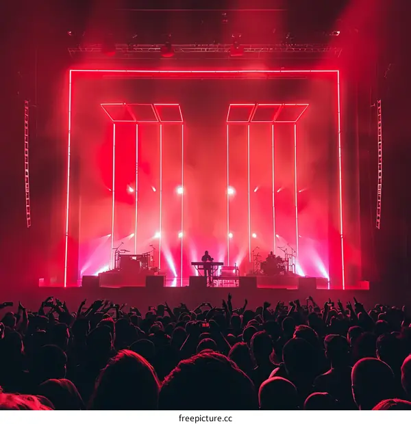 An electronic music concert with a large crowd