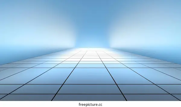 Perspective View of Light Blue Tiled Flooring