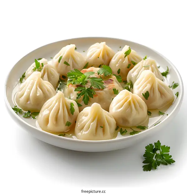 dumplings in a white bowl