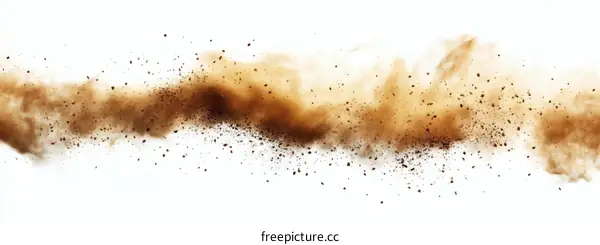 Abstract Brown Dust Explosion Against White Background