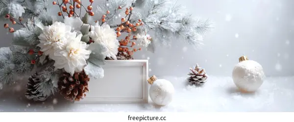 Winter Holiday Decor Arrangement on Snow