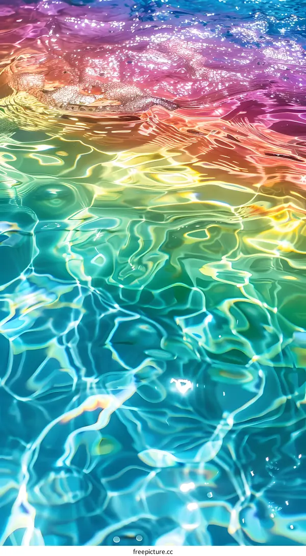 Abstract Rainbow Ripples in Water