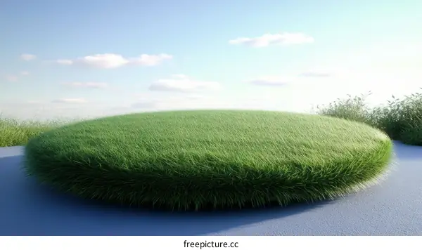 Floating Grassy Island Under a Light Sky