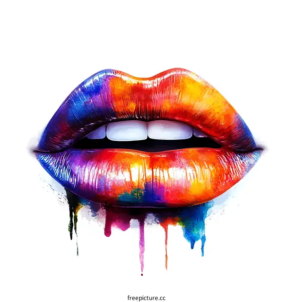 Colorful Lips Abstract Art Illustration