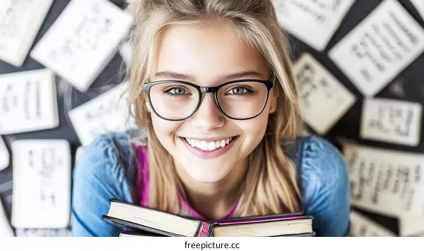 Smiling Teenage Girl with Books