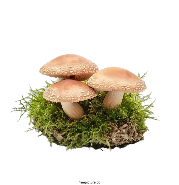 [Transparent Background PNG]Mushrooms in Moss on a transparent background