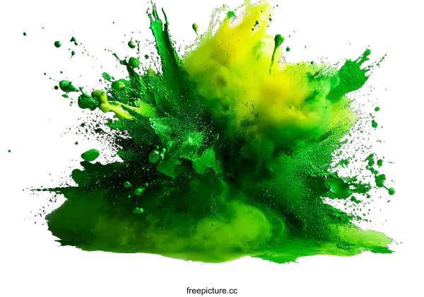 [Transparent Background PNG]Explosive Green and Yellow Color Explosion